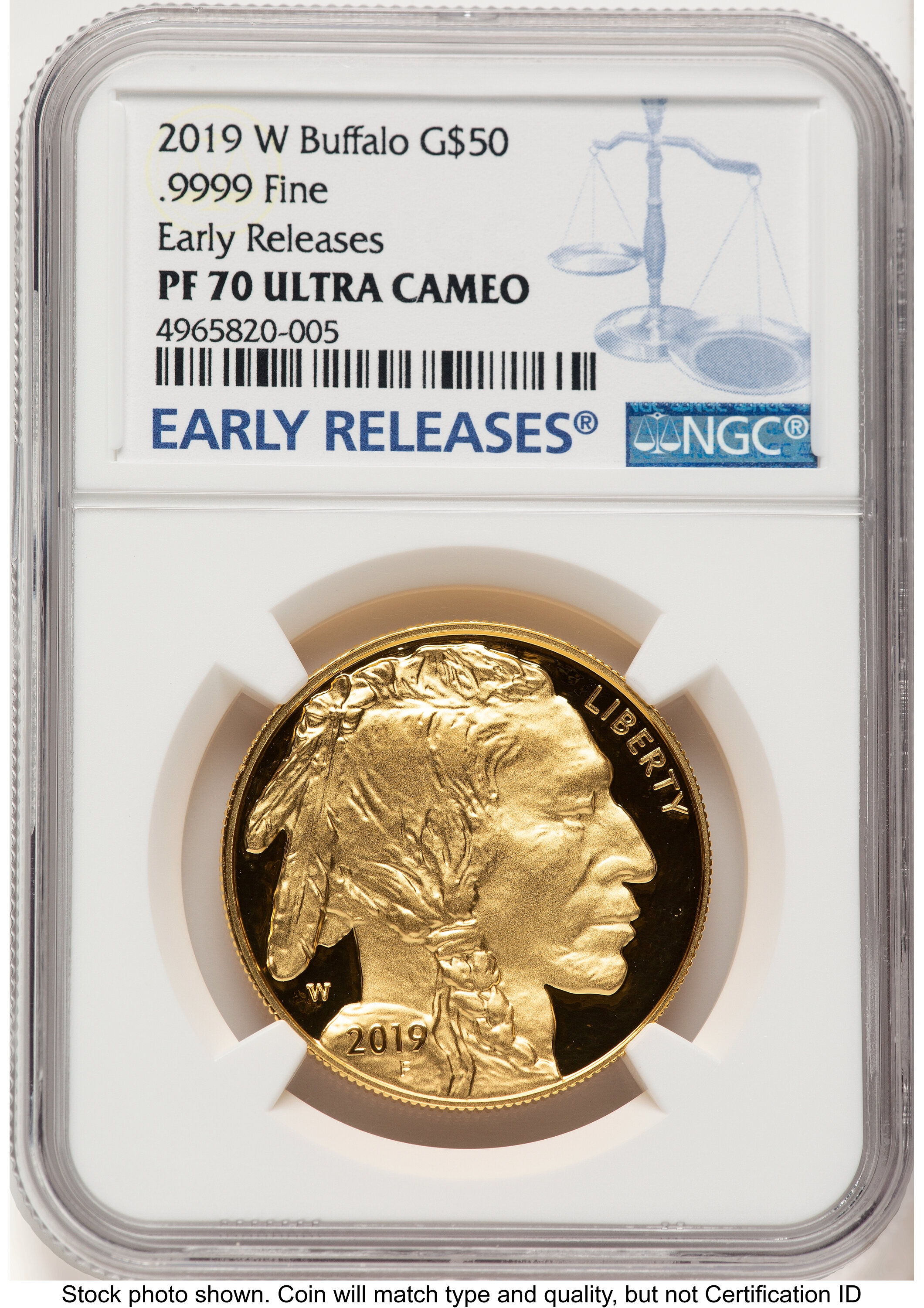 2019-W Proof Gold Buffalo 1 oz ER Blue 70 NGC