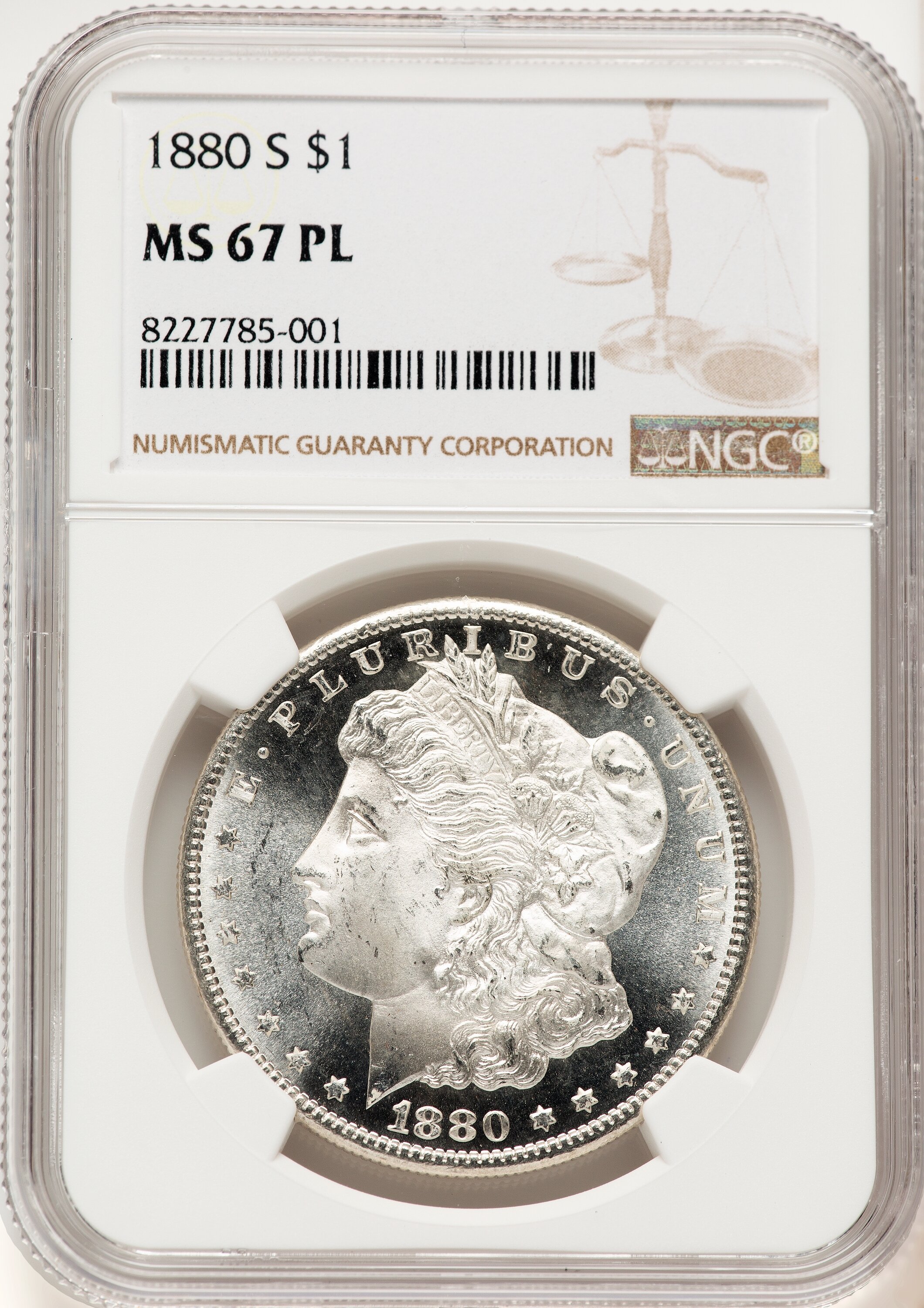 1880-S S$1, PL 67 NGC