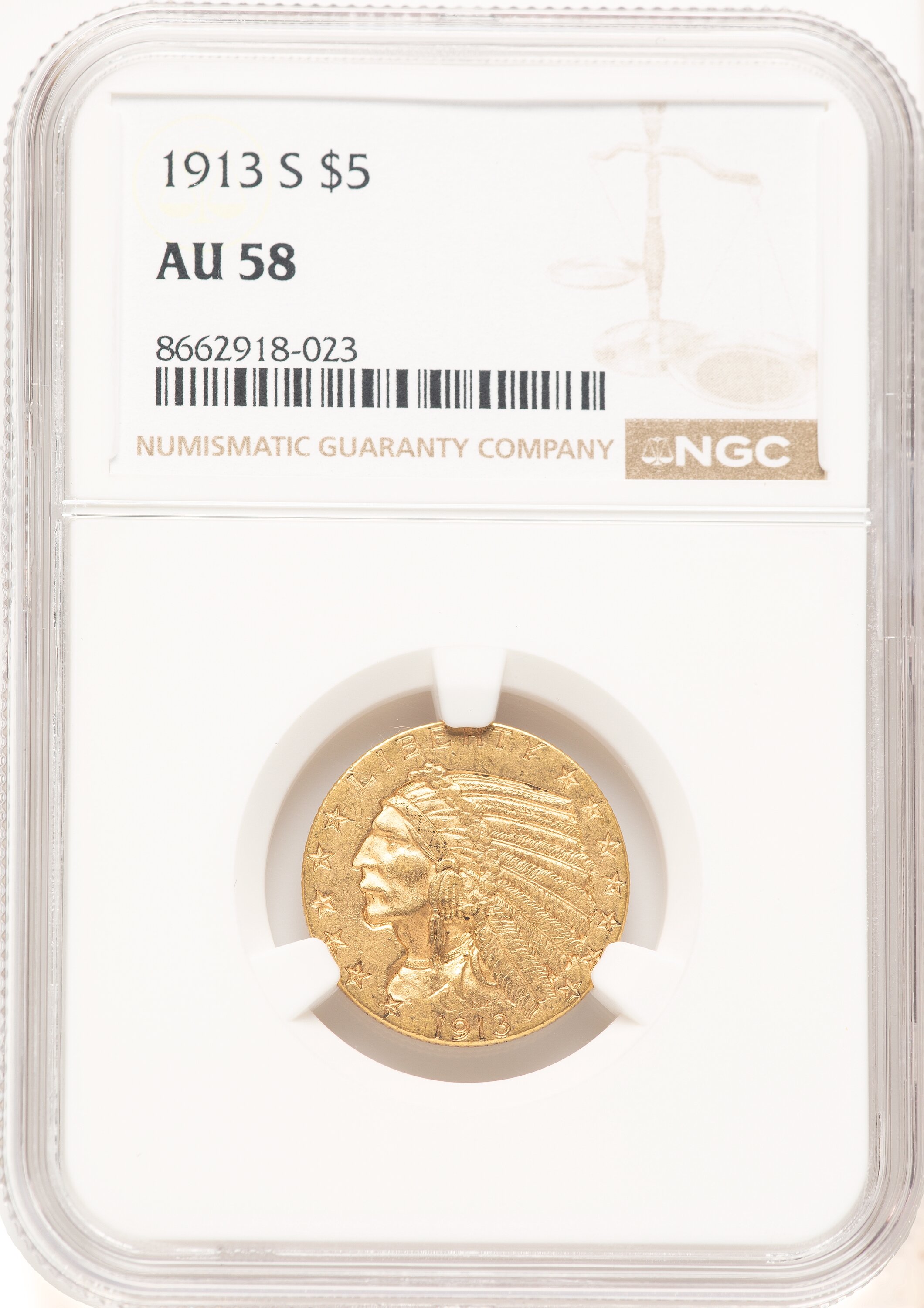 1913-S $5 58 NGC