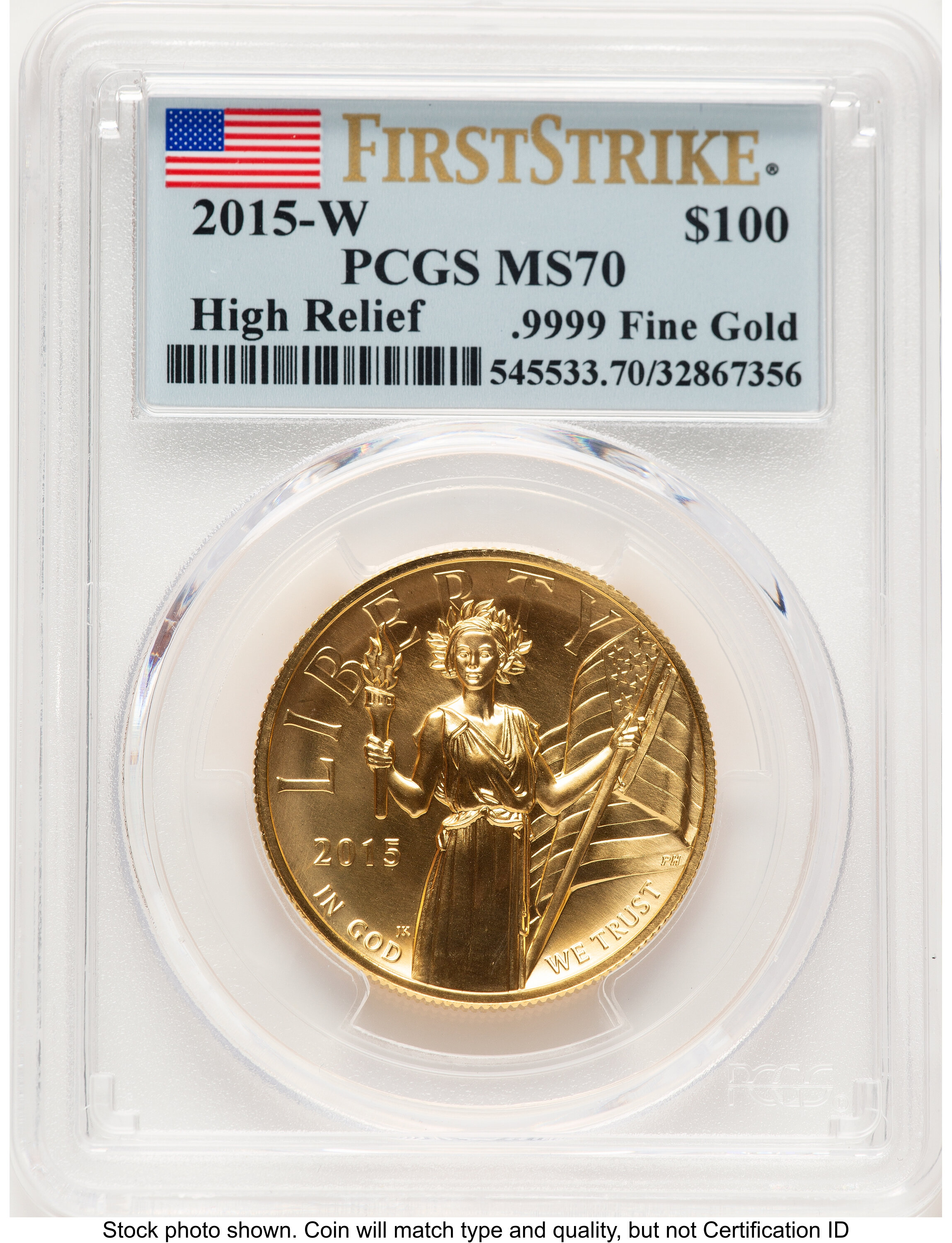 2015-W G$100 American Liberty High Relief FS Flag 70 PCGS