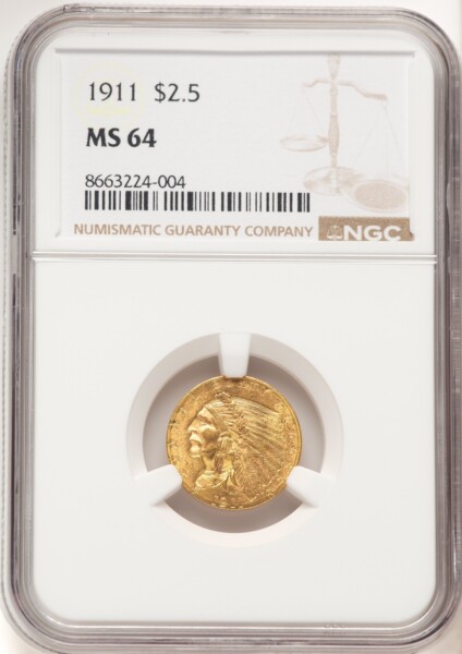 1911 $2 1/2 64 NGC