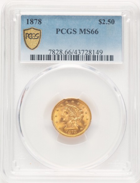 1878 $2 1/2 PCGS Secure 66 PCGS