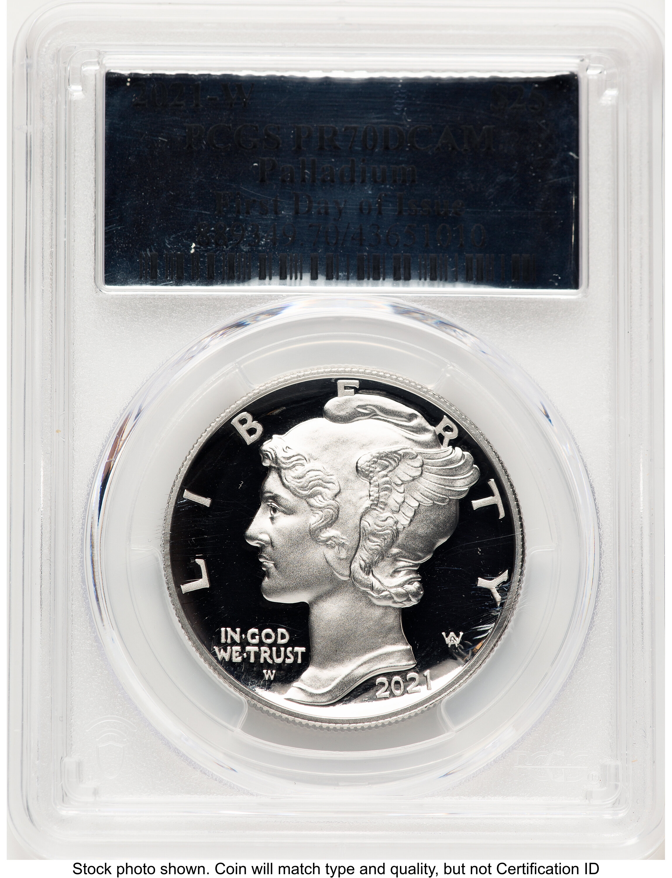 2021-W Palladium Eagle 1 oz, PR FDI Silver Foil 70 PCGS