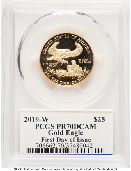 2019-W Proof Gold Eagle 1/2 oz FDI Ed Moy 70 PCGS