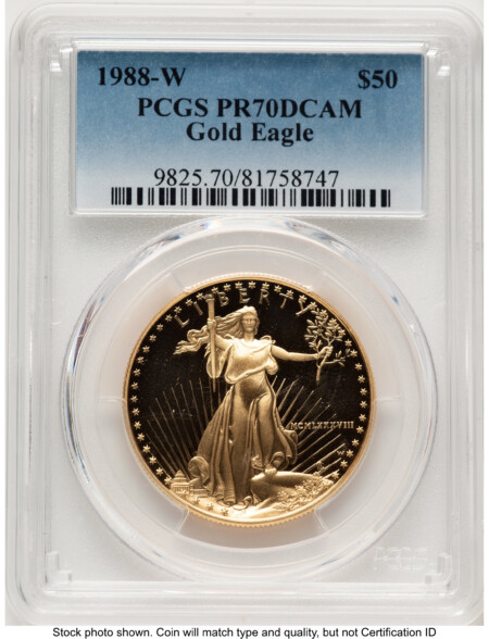 1988-W Proof Gold Eagle 1 oz Blue Gradient 70 PCGS
