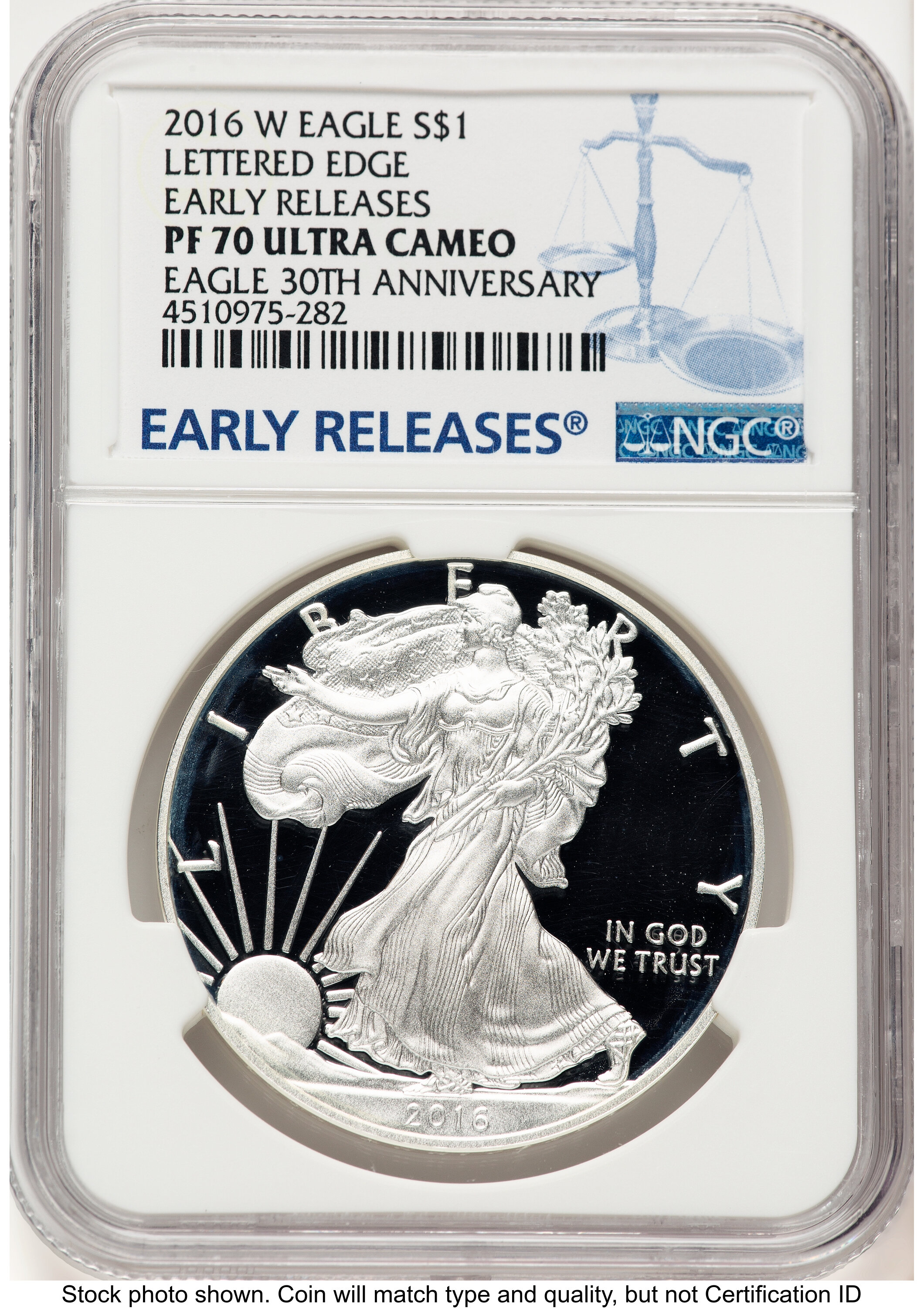 2016-W Proof Silver Eagle 1 oz ER Blue 70 NGC