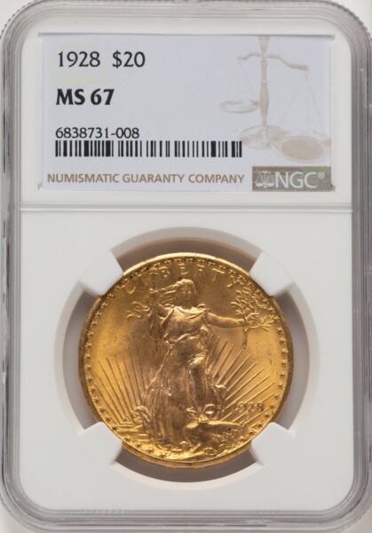 1928 $20 Brown Label 67 NGC