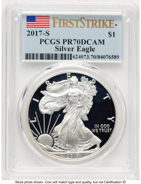 2017-S Proof Silver Eagle 1 oz FS Flag 70 PCGS
