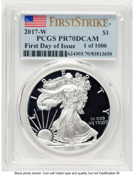 2017-W Proof Silver Eagle 1 oz FDI FS Flag 70 PCGS