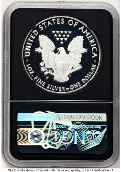 2018-W Proof Silver Eagle 1 oz ER John Mercanti Blk Core 70 NGC