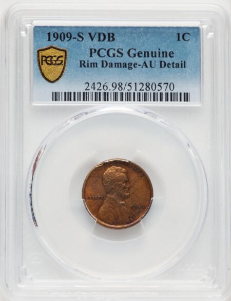 1909-S 1C VDB, BN Genuine PCGS Secure 50 Genuine PCGS