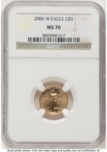 2006-W Burnished Gold Eagle 1/10 oz Brown Label 70 NGC