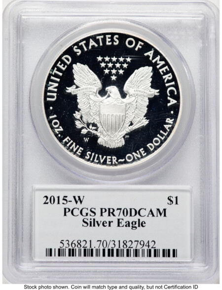 2015-W Proof Silver Eagle 1 oz John Mercanti 70 PCGS