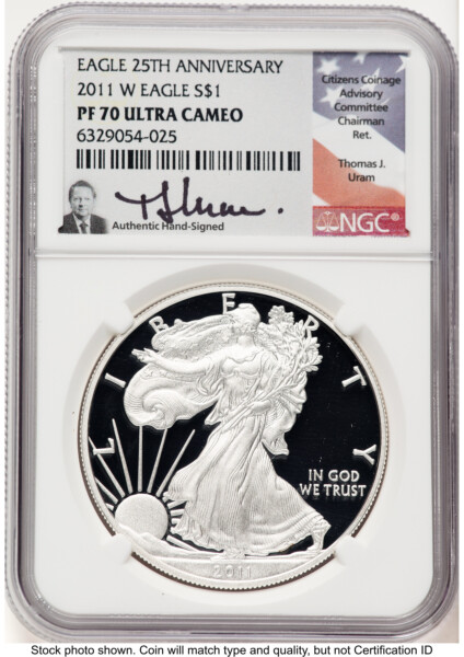 2011-W Proof Silver Eagle 1 oz Thomas Uram 70 NGC