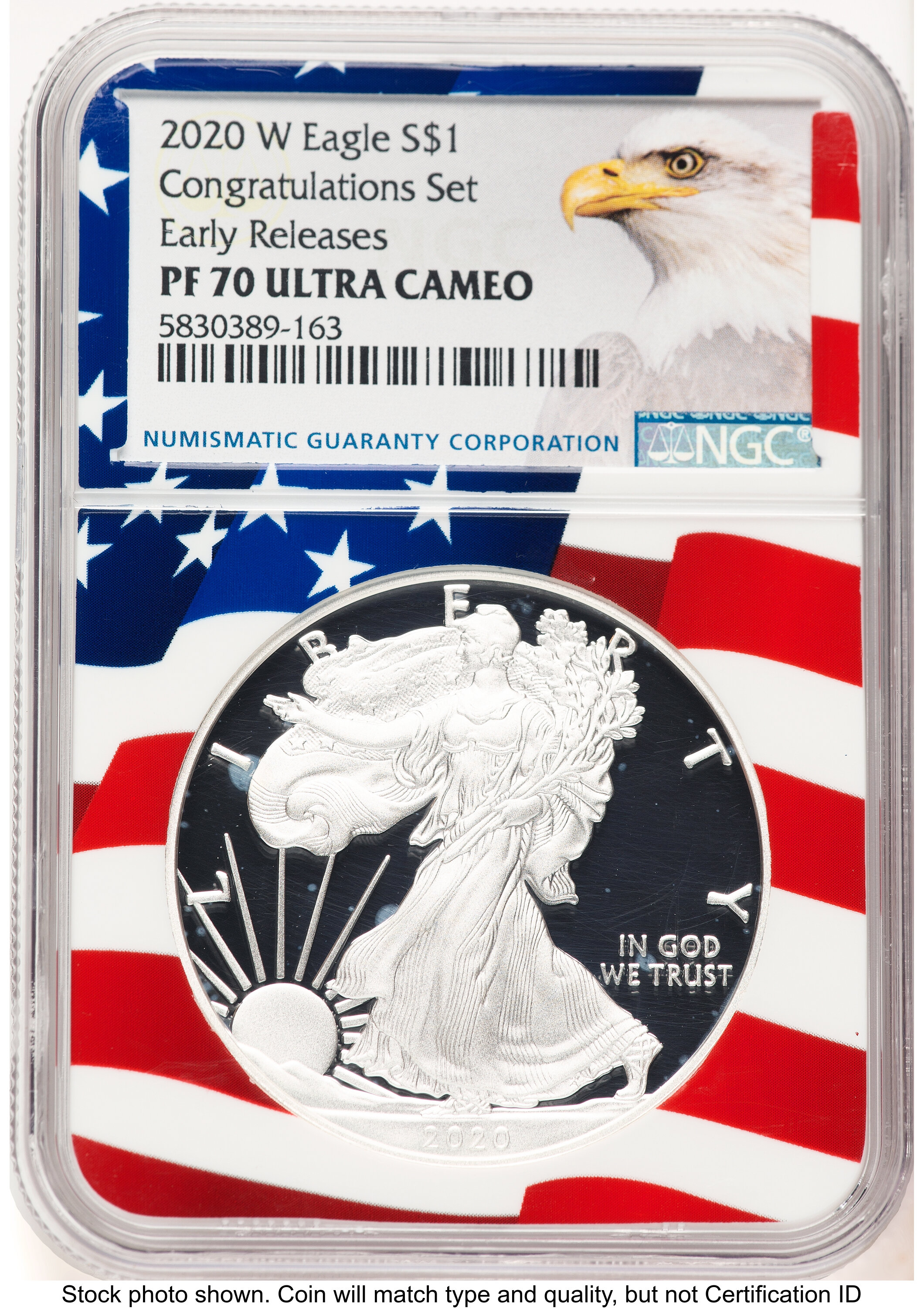 2020-W Proof Silver Eagle Congratulations Set 1 oz ER American Eagle Label Flag Core 70 NGC