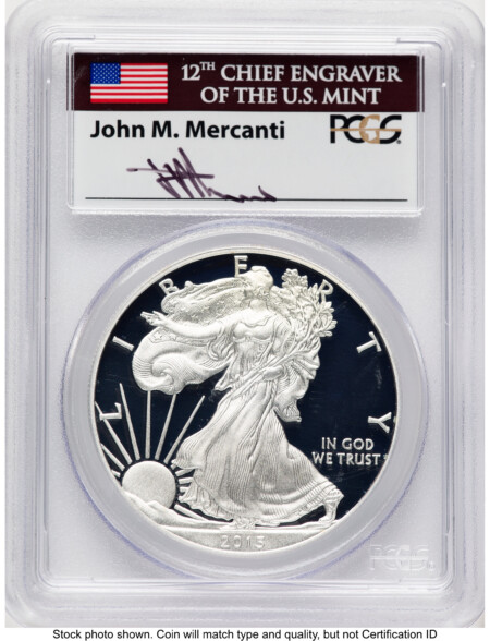 2015-W Proof Silver Eagle 1 oz FDI John Mercanti Philadelphia 70 PCGS