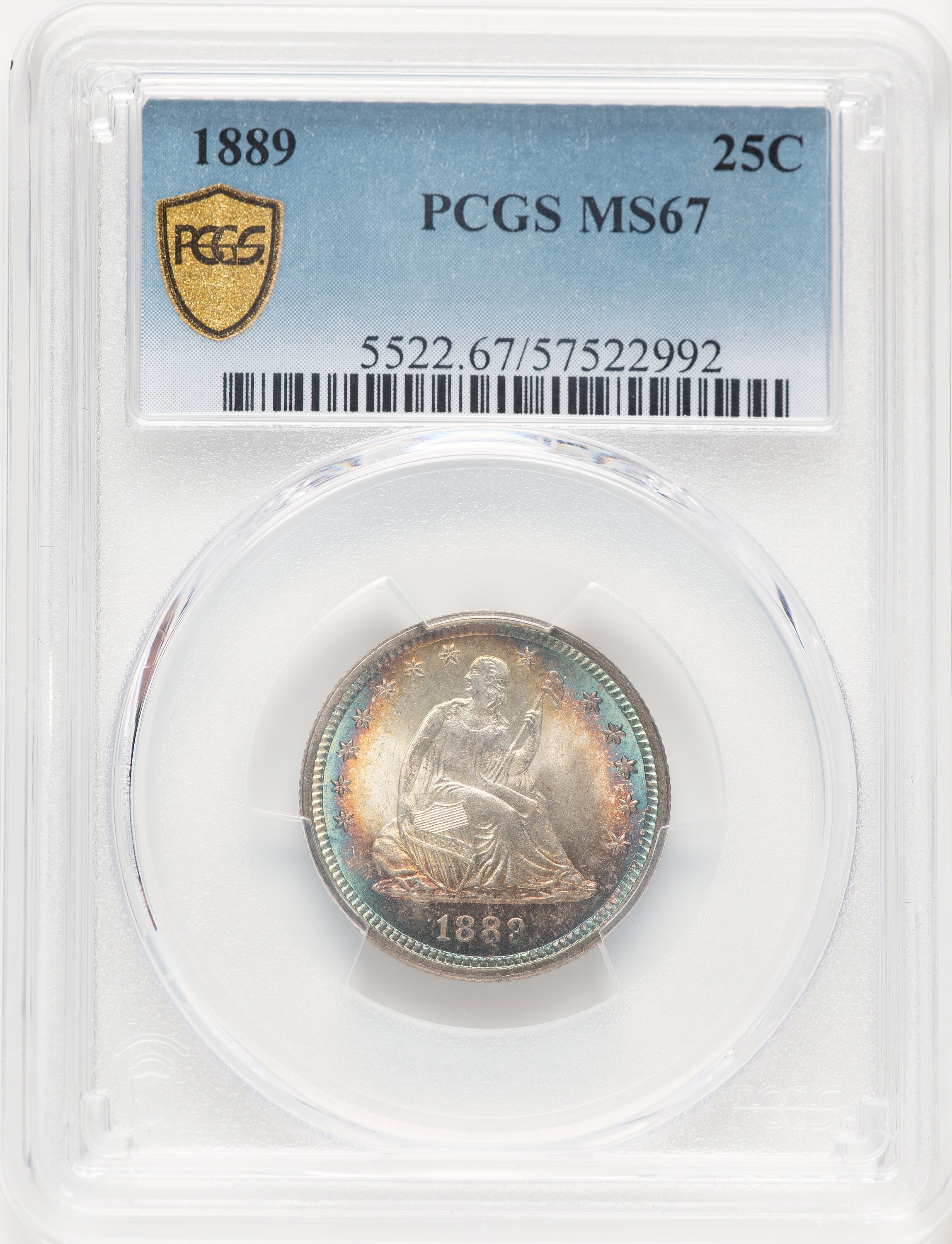 1889 25C PCGS Secure 67 PCGS