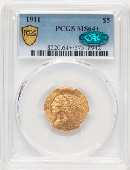 1911 $5 CAC PCGS Secure PCGS Plus 64 PCGS