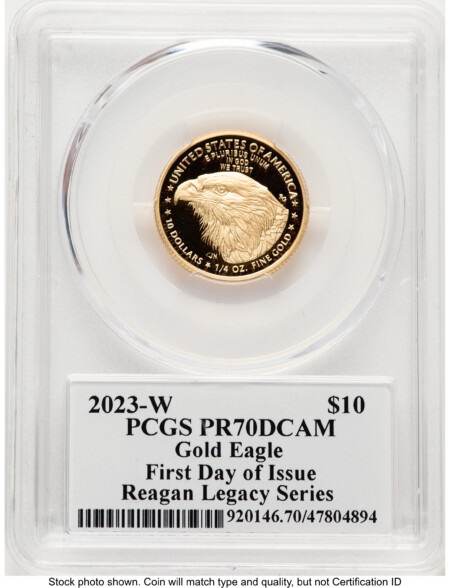 2023-W Proof Gold Eagle 1/4 oz FDI Reagan Legacy Series Michael Reagan 70 PCGS