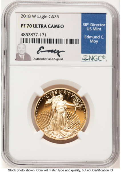 2018-W Proof Gold Eagle 1/2 oz Ed Moy 70 NGC
