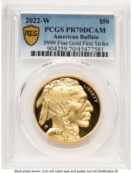 2022-W Proof Gold Buffalo 1 oz FS Blue Gradient 70 PCGS