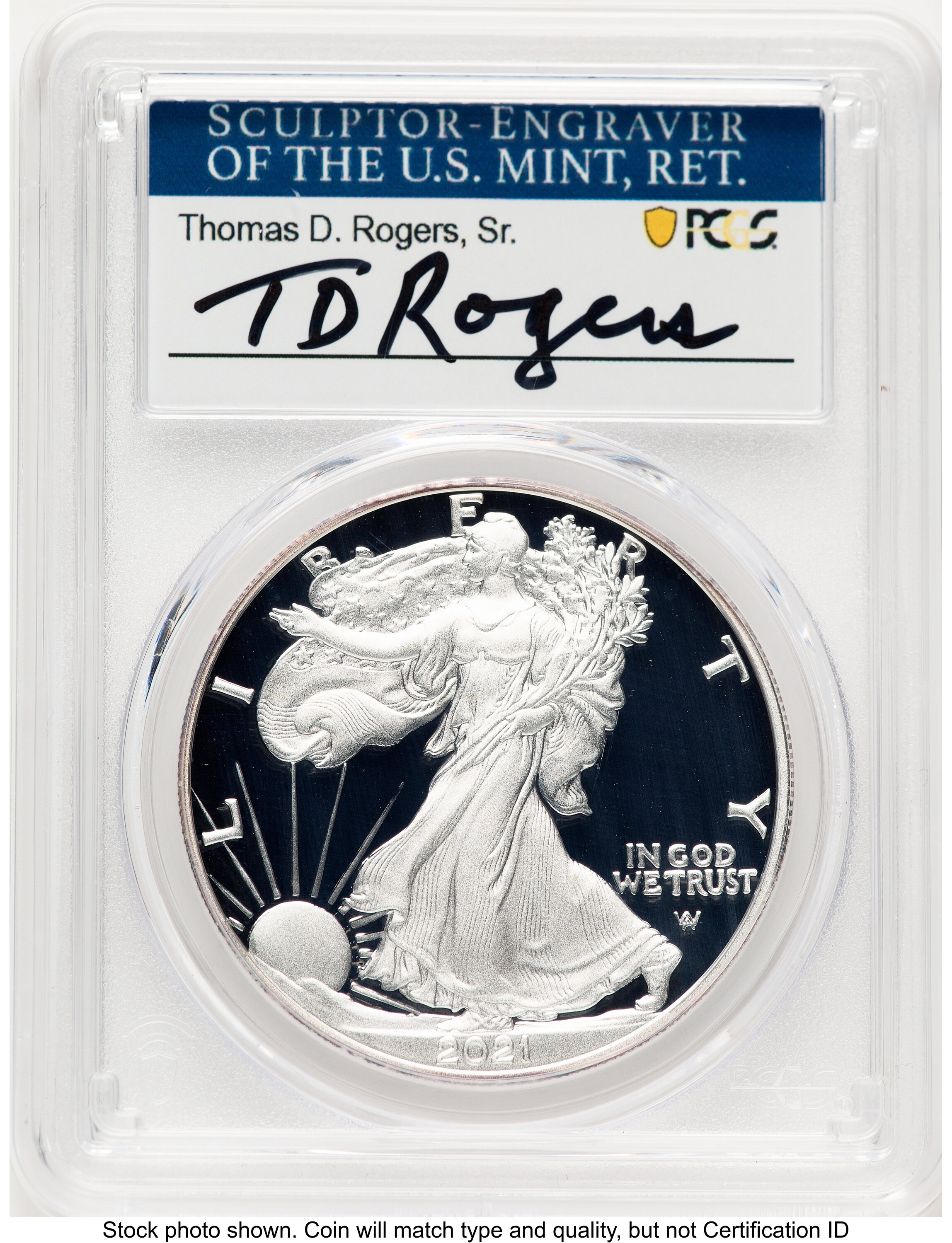 2021-W TY2 Proof Silver Eagle 1 oz TD Rogers 70 PCGS