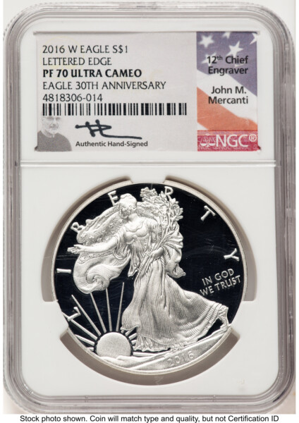 2016-W Proof Silver Eagle 1 oz John Mercanti 70 NGC