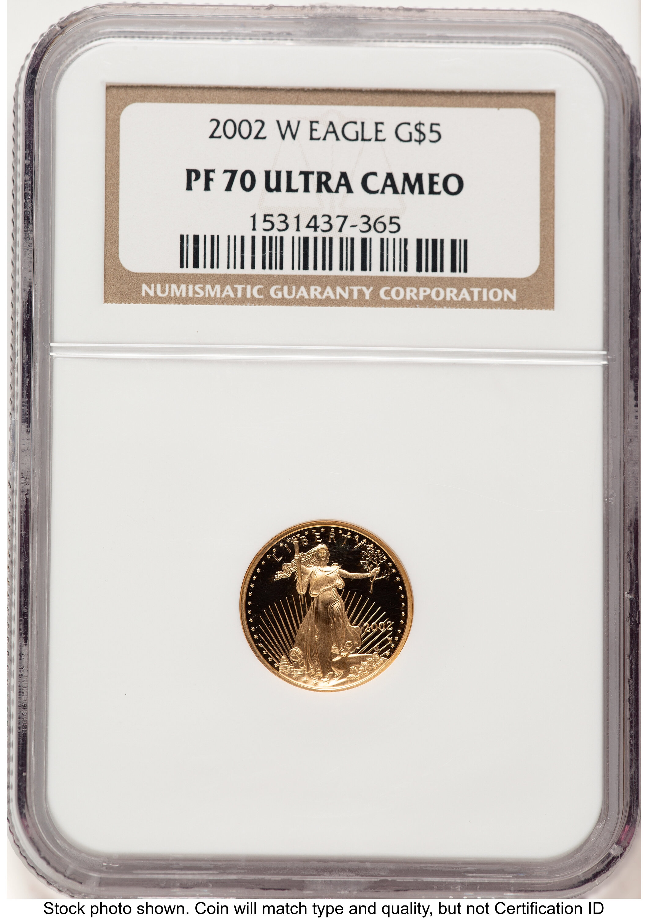 2002-W Proof Gold Eagle 1/10 oz Brown Label 70 NGC