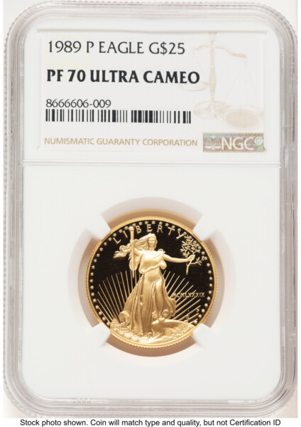 1989-P Proof Gold Eagle 1/2 oz Brown Label 70 NGC