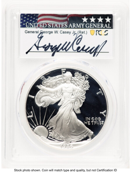 1986-S Proof Silver Eagle 1 oz George Casey 70 PCGS