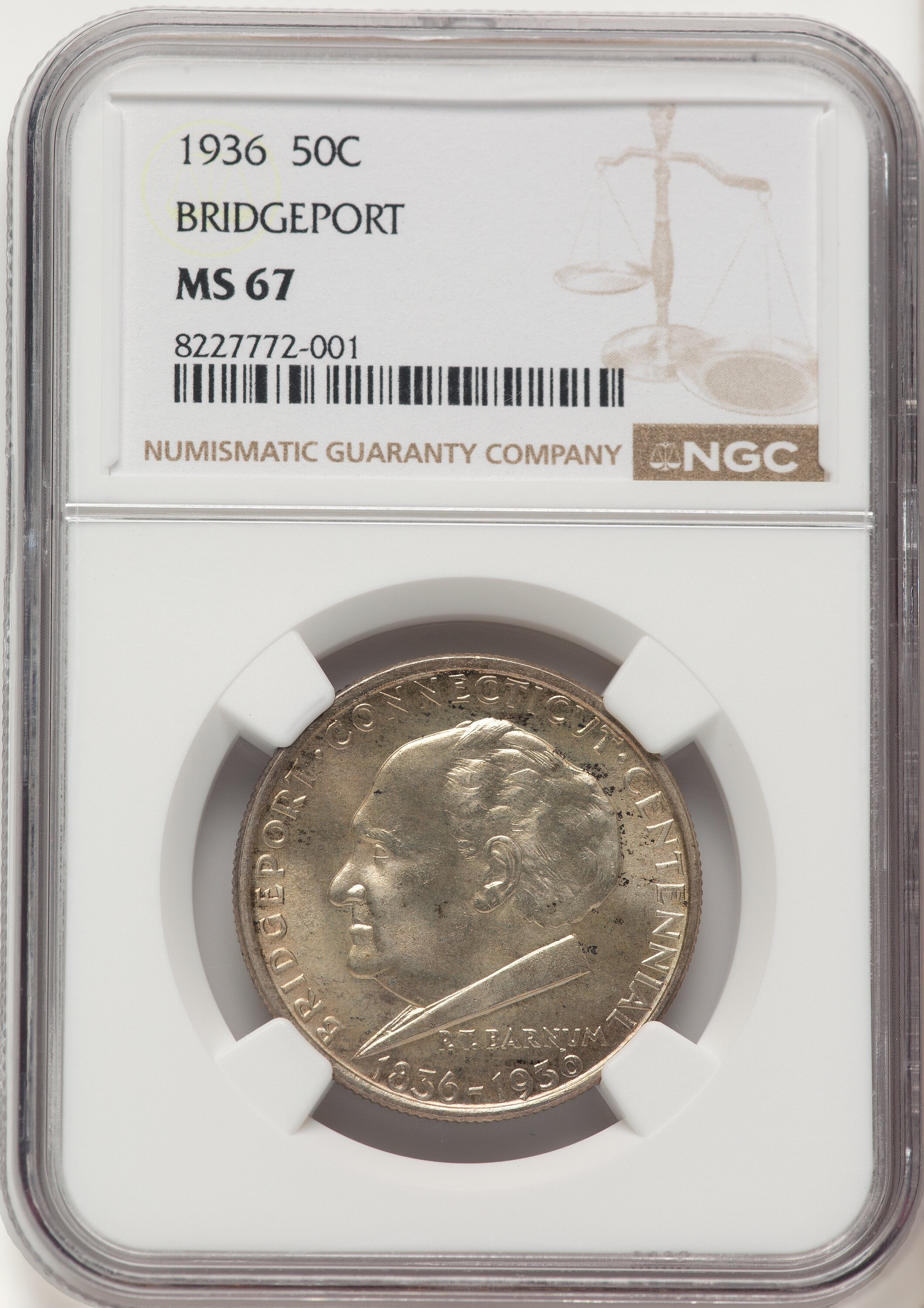 1936 50C Bridgeport, MS 67 NGC