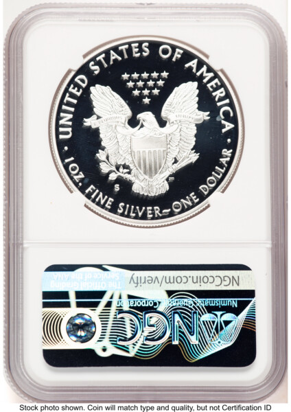 2020-S Proof Silver Eagle 1 oz FDI John Mercanti Reagan Bust Art 70 NGC