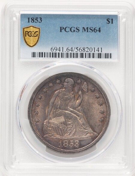 1853 S$1 PCGS Secure 64 PCGS