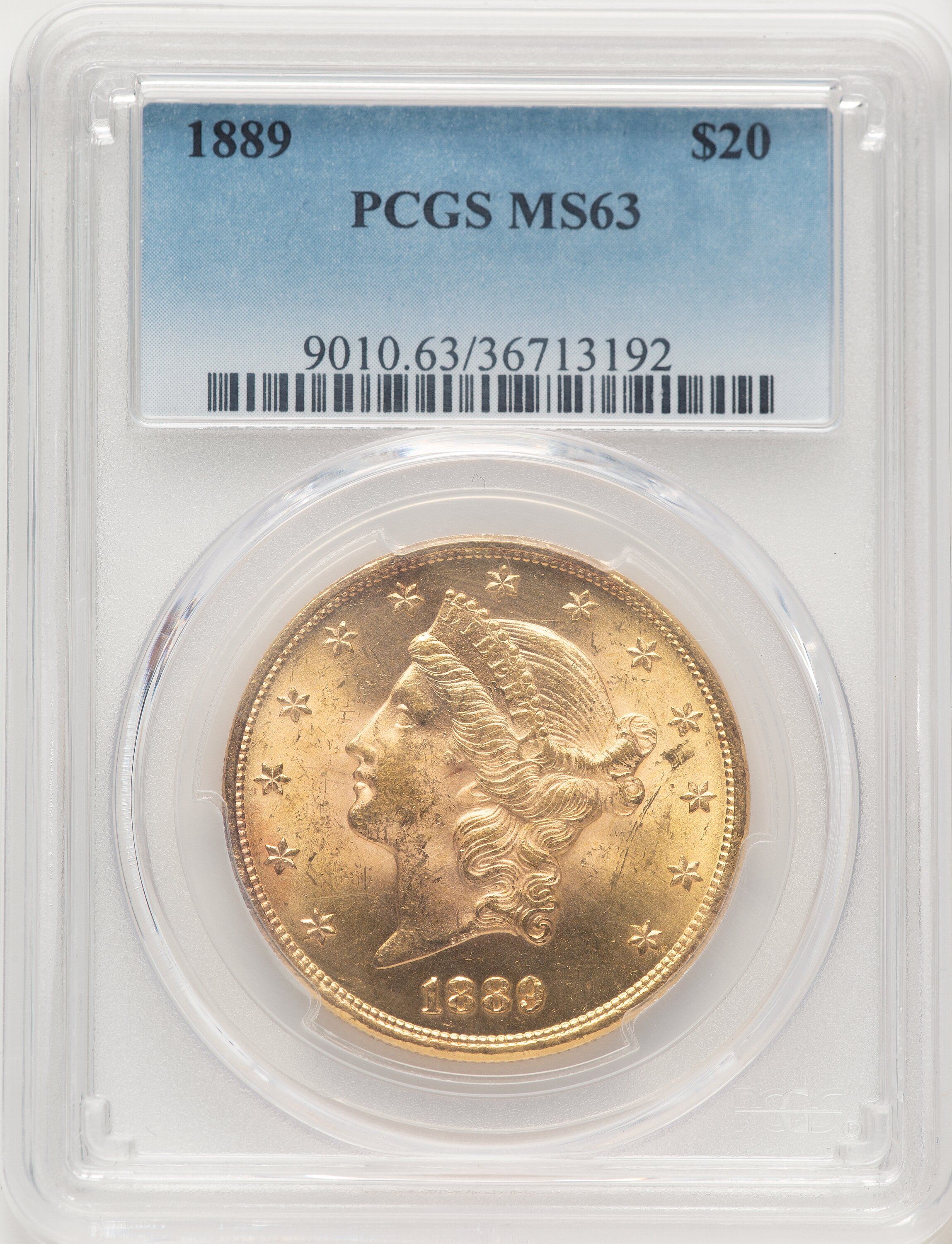 1889 $20 Blue Gradient 63 PCGS