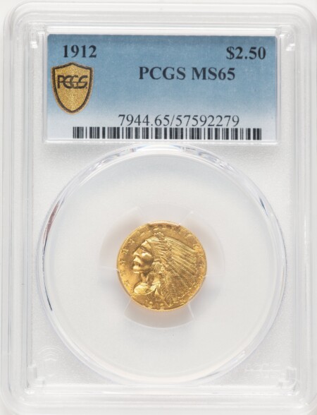 1912 $2 1/2 PCGS Secure 65 PCGS