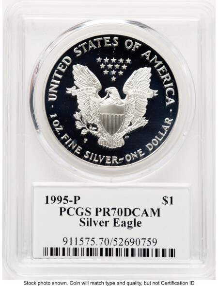 1995-P Proof Silver Eagle 1 oz TD Rogers 70 PCGS