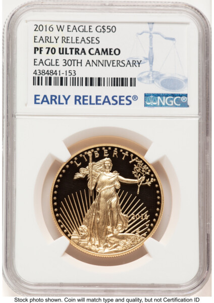 2016-W Proof Gold Eagle 1 oz ER Blue 70 NGC