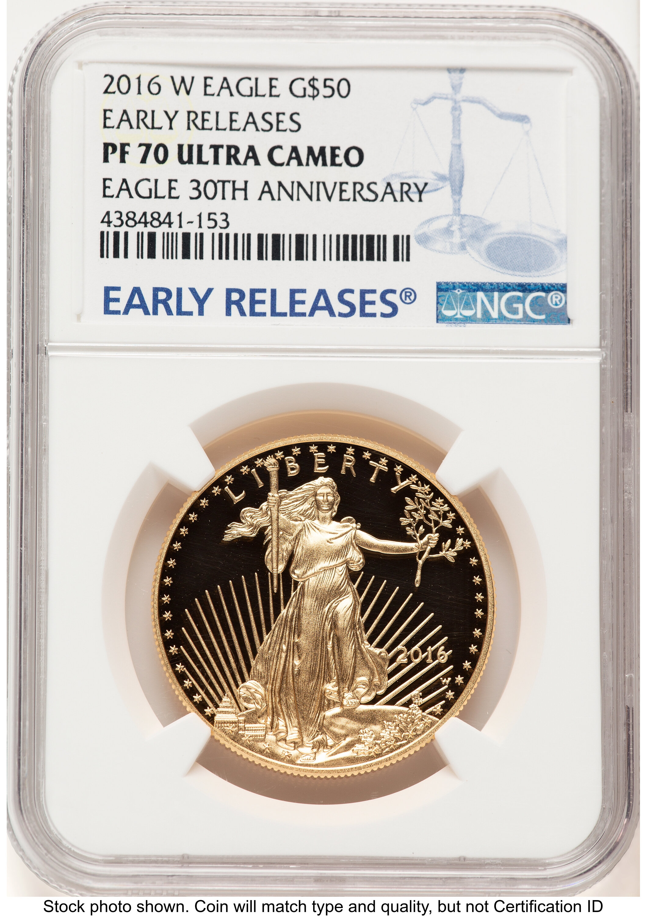 2016-W Proof Gold Eagle 1 oz ER Blue 70 NGC