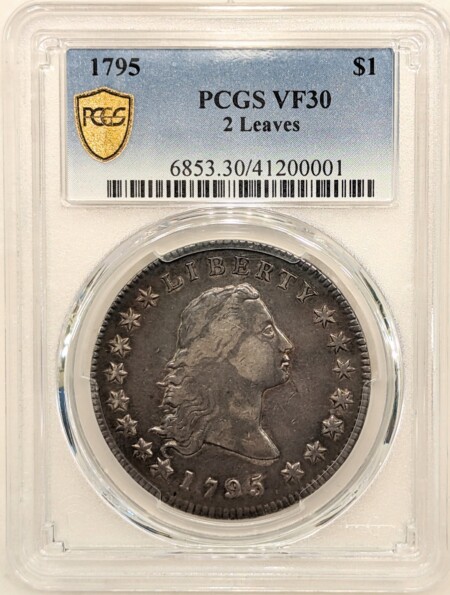 1795 $1 Flowing Hair, 2 Leaves VF30 PCGS Secure