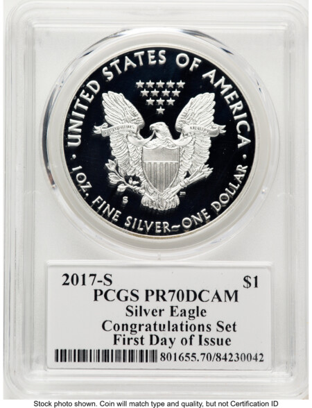 2017-S Proof Silver Eagle Congratulations Set 1 oz FDI Gary Whitley 70 PCGS