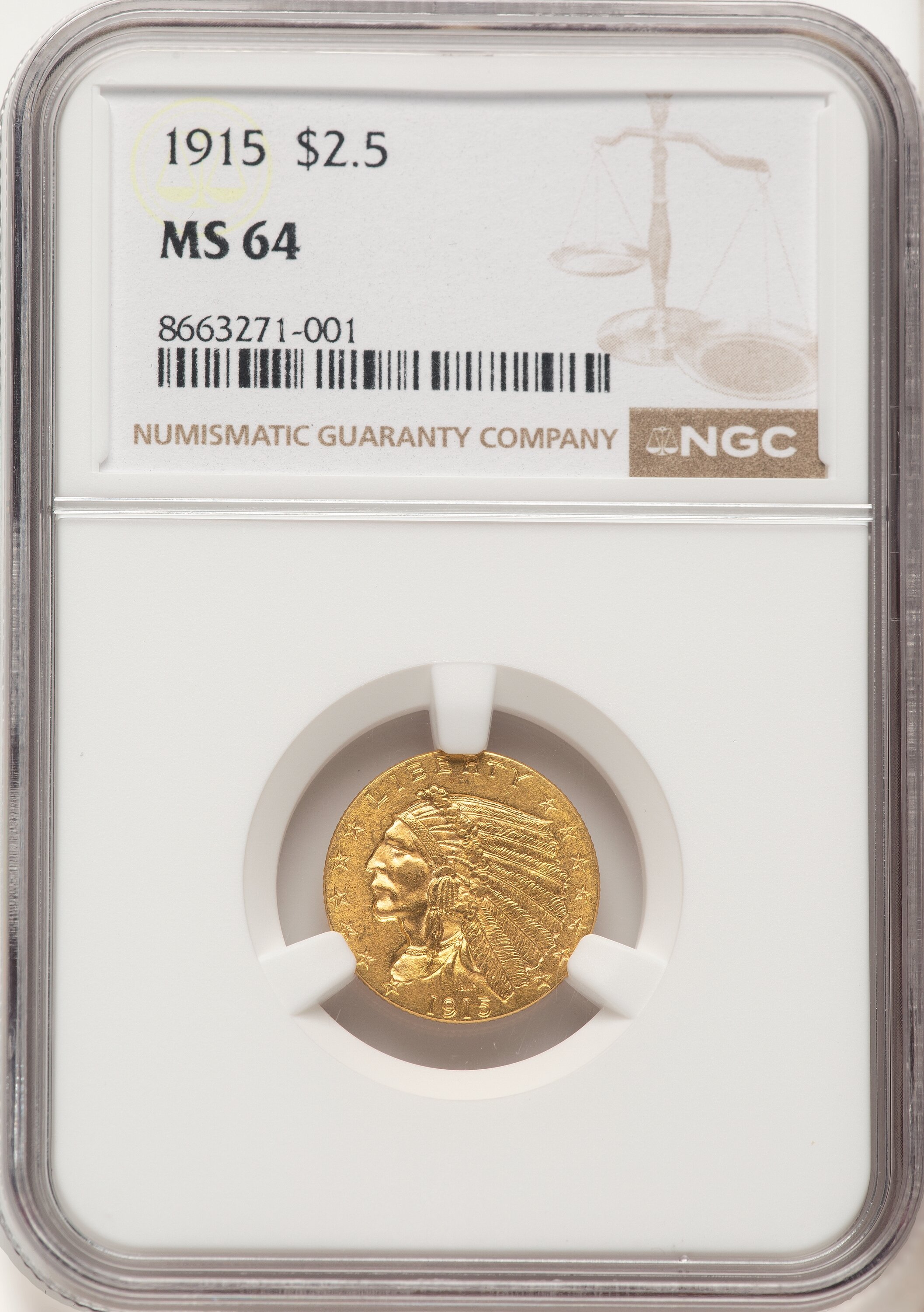 1915 $2 1/2 64 NGC