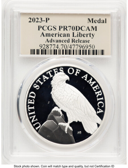 2023-P Silver American Liberty High Relief Medal AR Thomas Cleveland Art Deco 70 PCGS