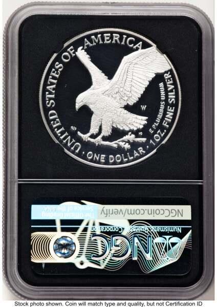 2023-W Proof Silver Eagle 1 oz FDI Elizabeth Jones Blk Core 70 NGC