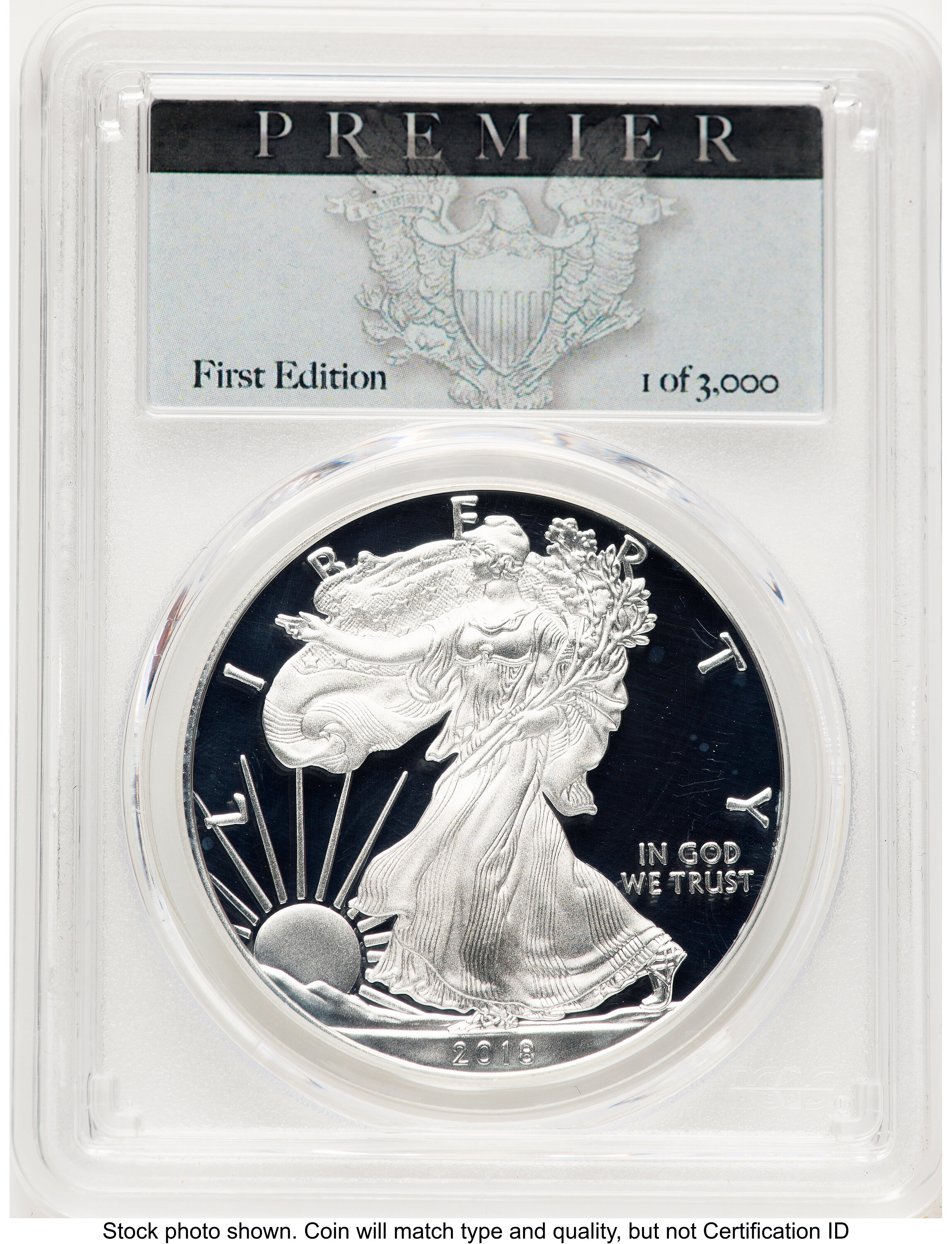 2018-W Proof Silver Eagle 1 oz Premier Label 70 PCGS
