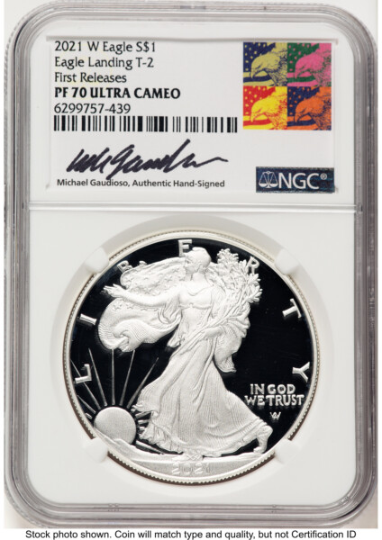 2021-W TY2 Proof Silver Eagle 1 oz FR Michael Gaudioso Eagle Art 70 NGC