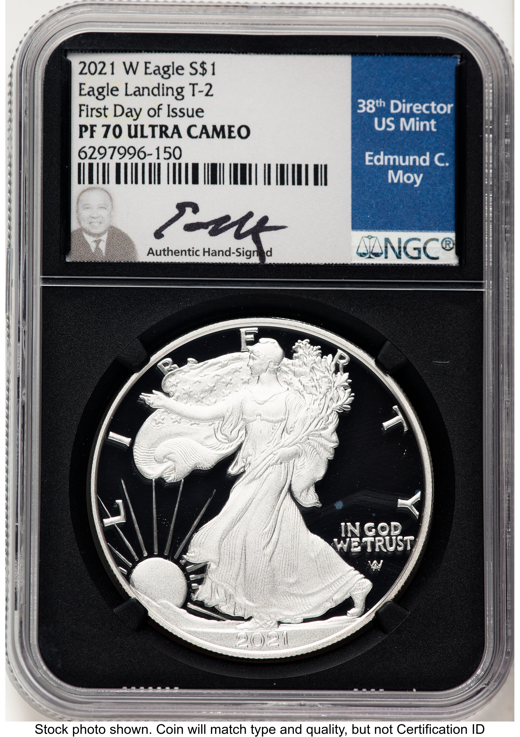 2021-W TY2 Proof Silver Eagle 1 oz FDI Ed Moy Blk Core 70 NGC