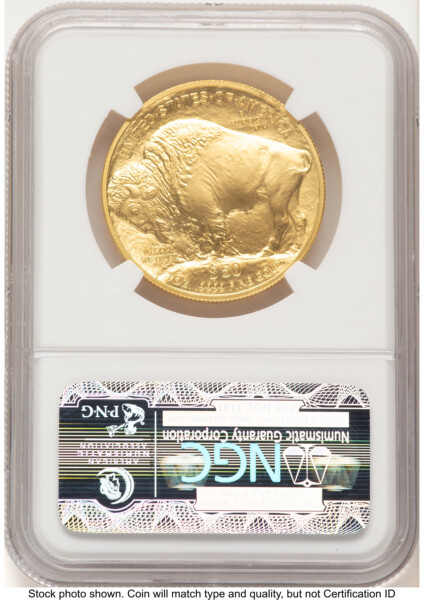 2008-W Burnished Gold Buffalo 1 oz Brown Label 70 NGC