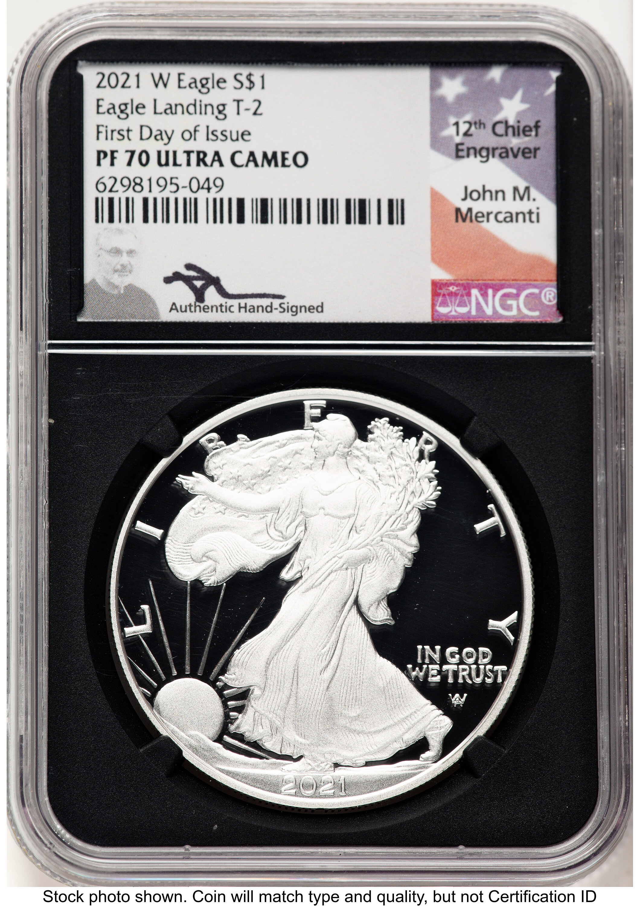 2021-W TY2 Proof Silver Eagle 1 oz FDI John Mercanti Blk Core 70 NGC