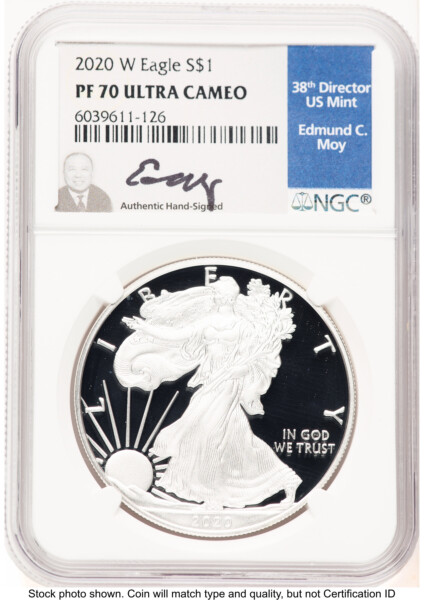 2020-W Proof Silver Eagle 1 oz Ed Moy 70 NGC