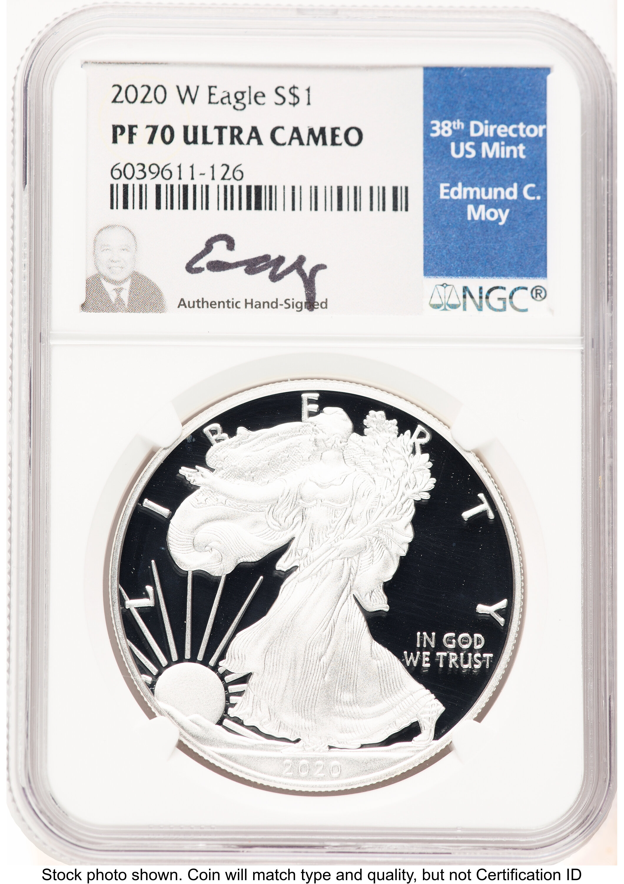 2020-W Proof Silver Eagle 1 oz Ed Moy 70 NGC